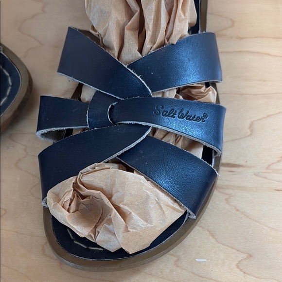 Salt Water Navy blue Leather Sandals with Buckle - Picture 3 of 5